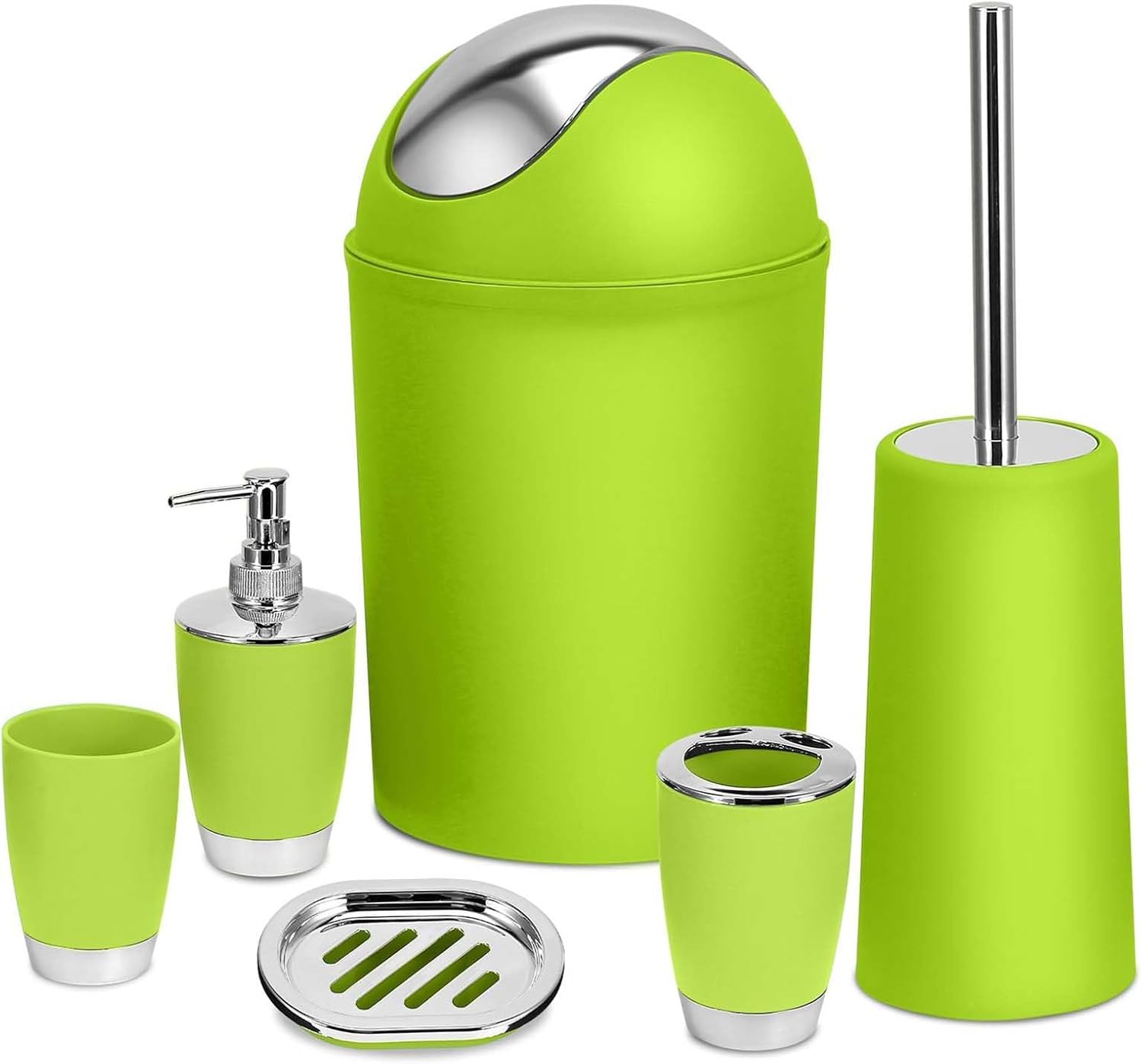 6 Piece Bathroom Accessories Set with Silver Finish