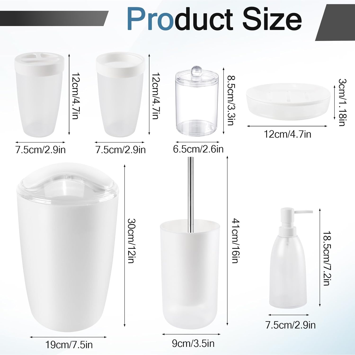 FACULX 8-Piece Bathroom Accessories Set White