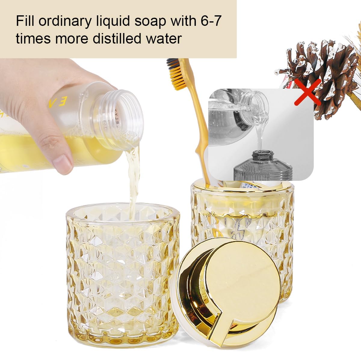Fvstar Amber Glass Bathroom Accessories Set 2pcs 1