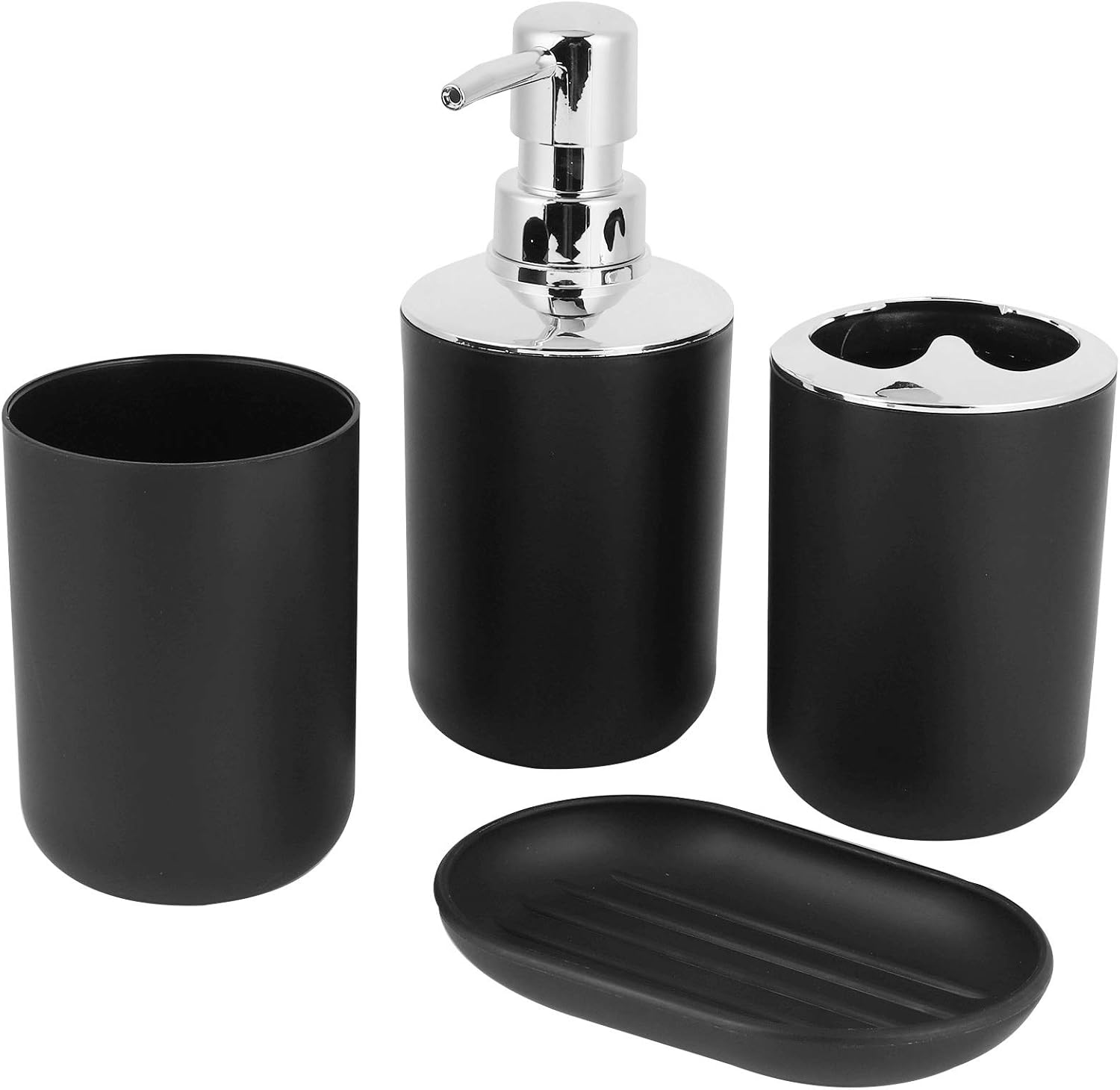 Cyrank 4Pcs Bathroom Vanity Accessory Set Black 1