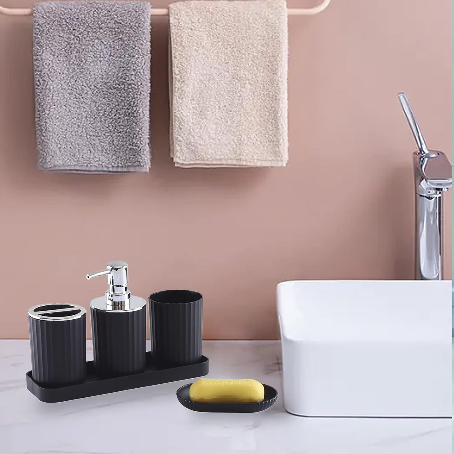 Bathroom Accessory Set of 5 - Black