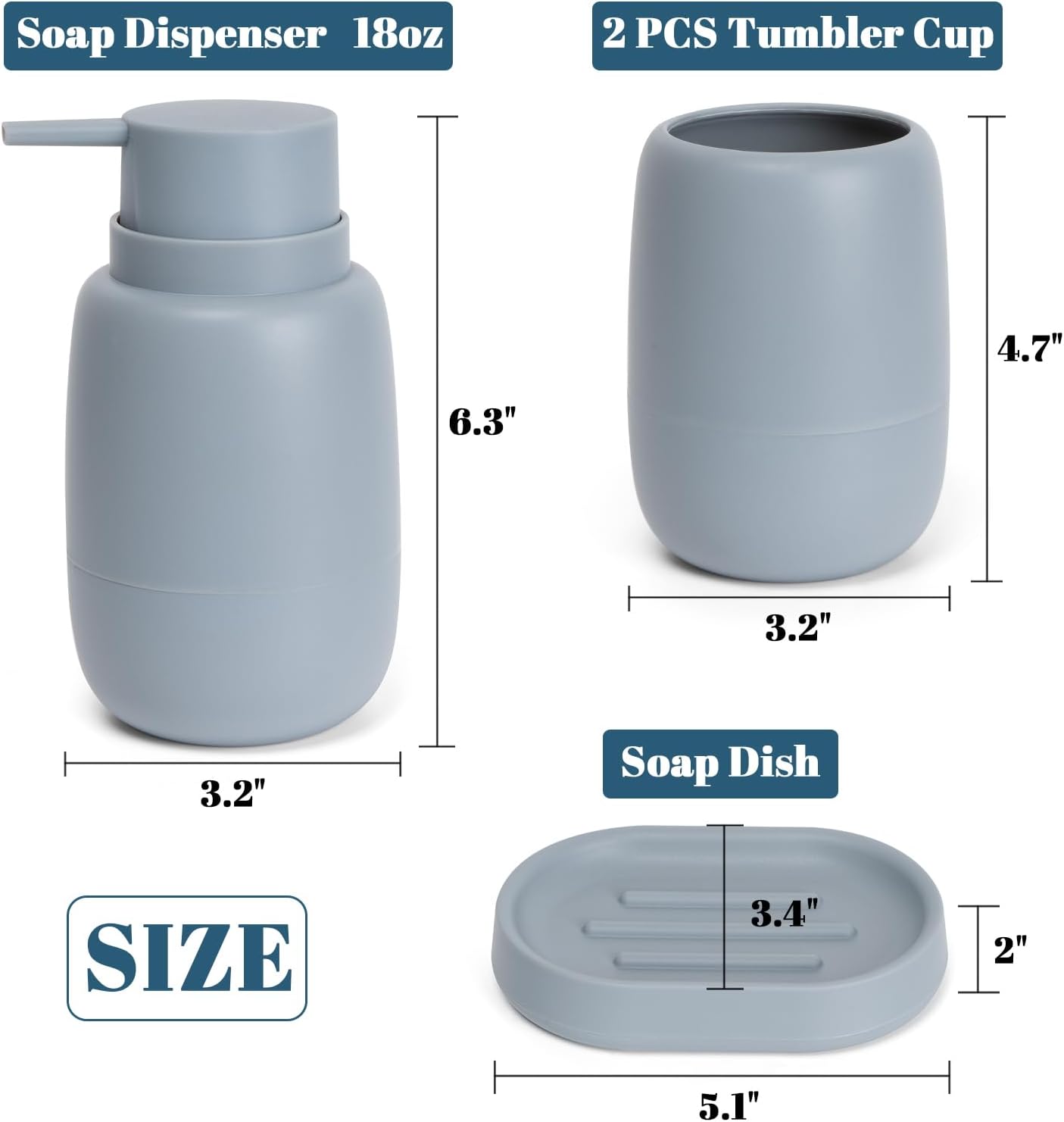 UHEY HOME 4 Piece Bathroom Accessory Set