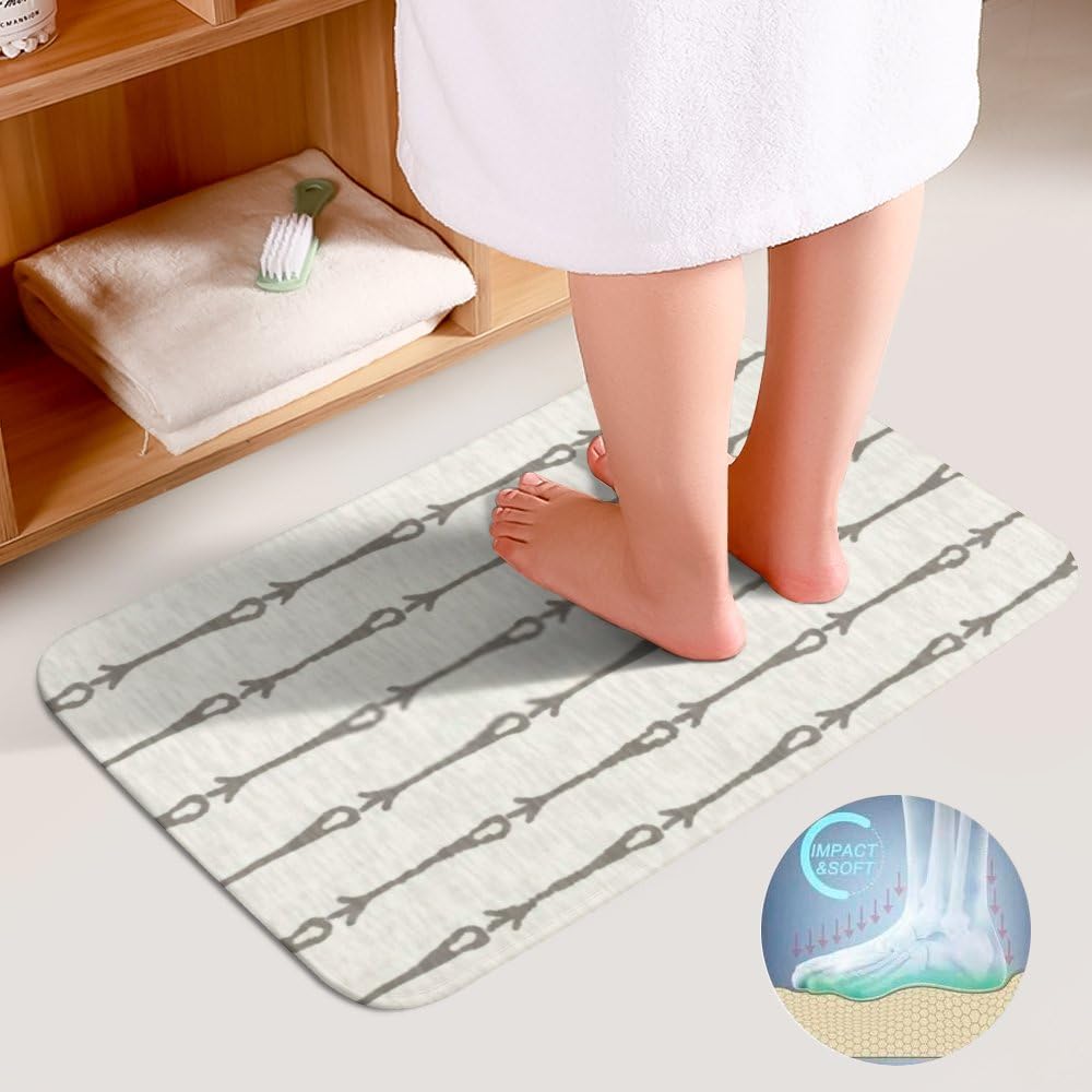 QAZPL 3 Piece Bathroom Rug Set Stripe Linen Canvas