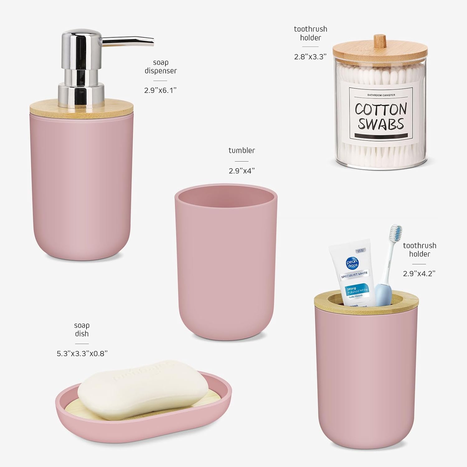 IMAVO Pink Bathroom Accessories Set 5 Piece