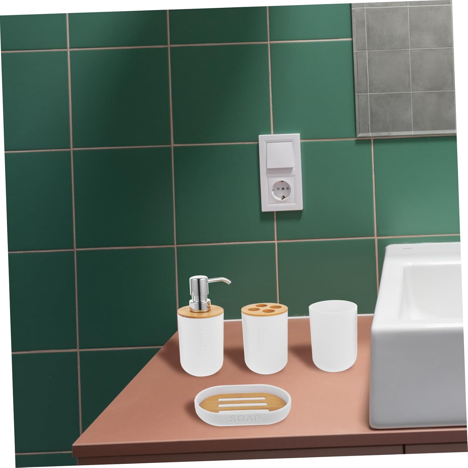 Cabilock Bathroom Cup Set 5pc Maroon