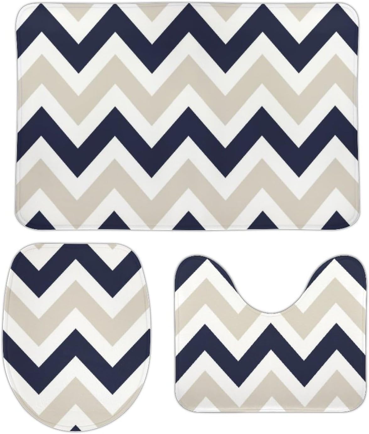 Curdesi 3 Piece Chevron Bath Mat Set