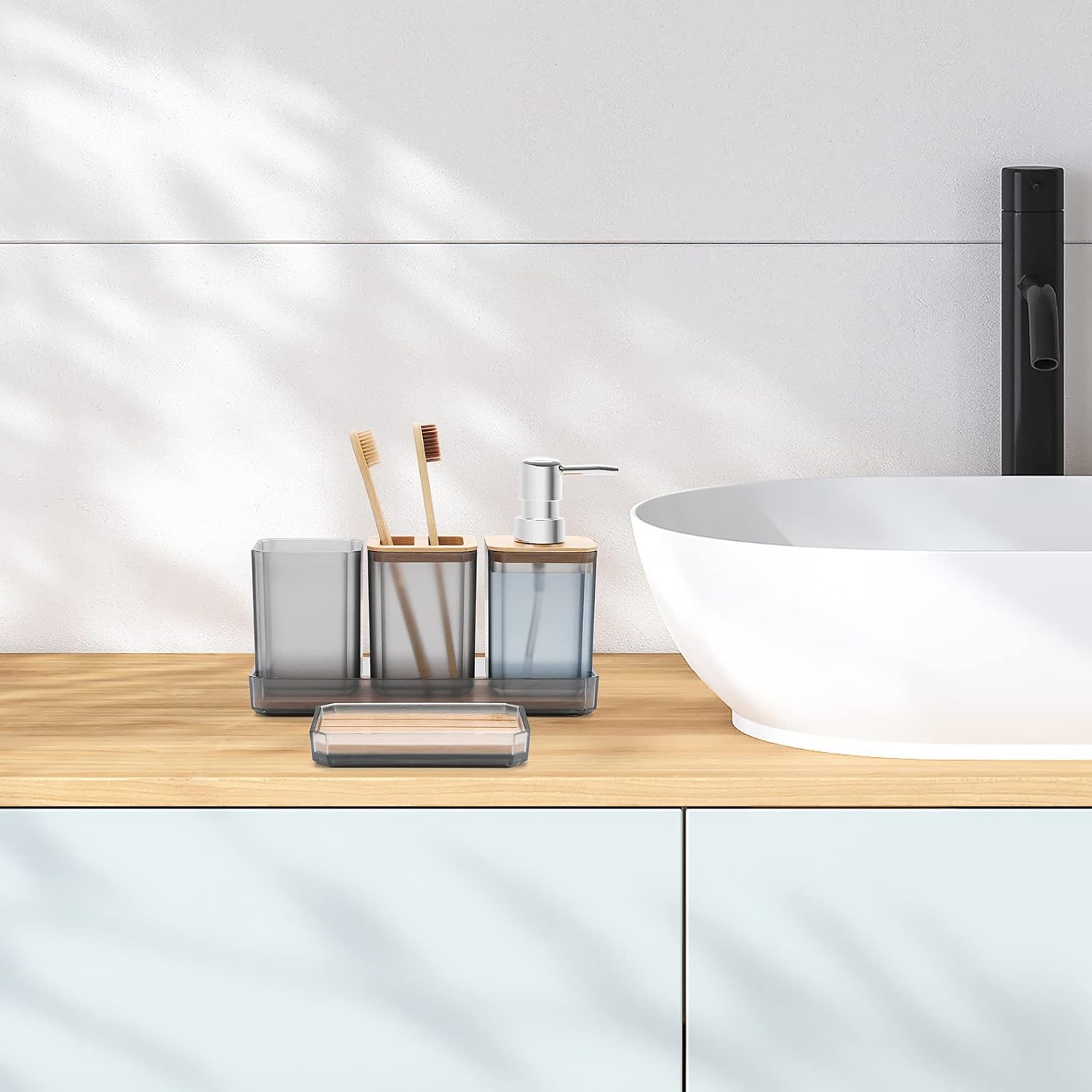 FEILANDUO 5 Pcs Bathroom Accessory Set Grey