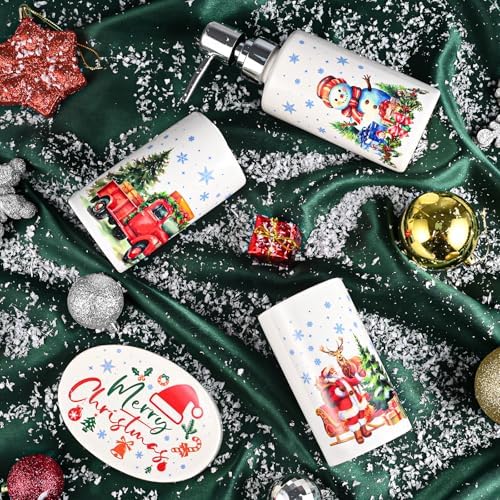 Christmas Bathroom Decor Set - 4 Piece Ceramic Accessories 1