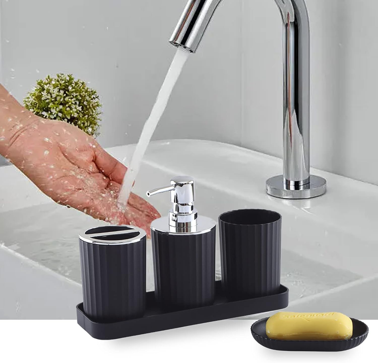 Bathroom Accessory Set of 5 - Black