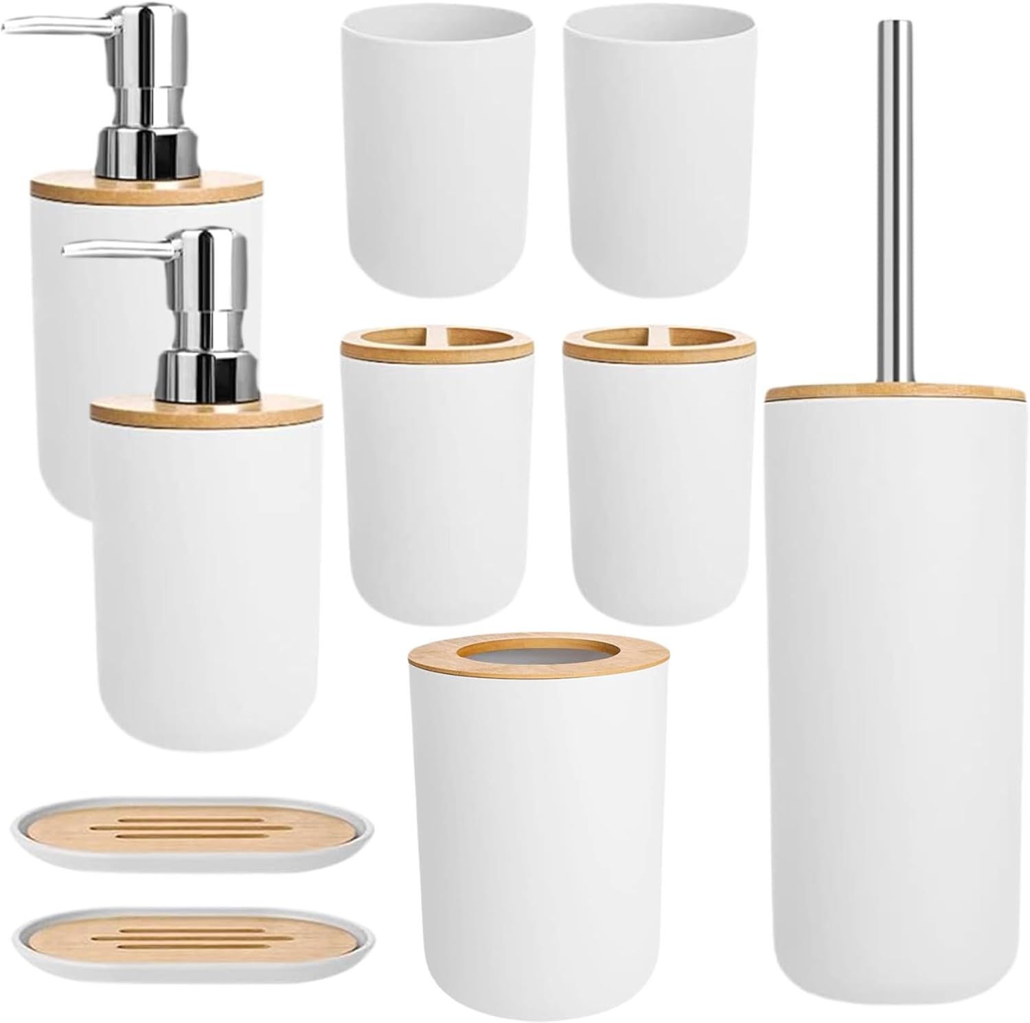 Wedhapy Bathroom Bin and Toilet Brush Set 4PCS
