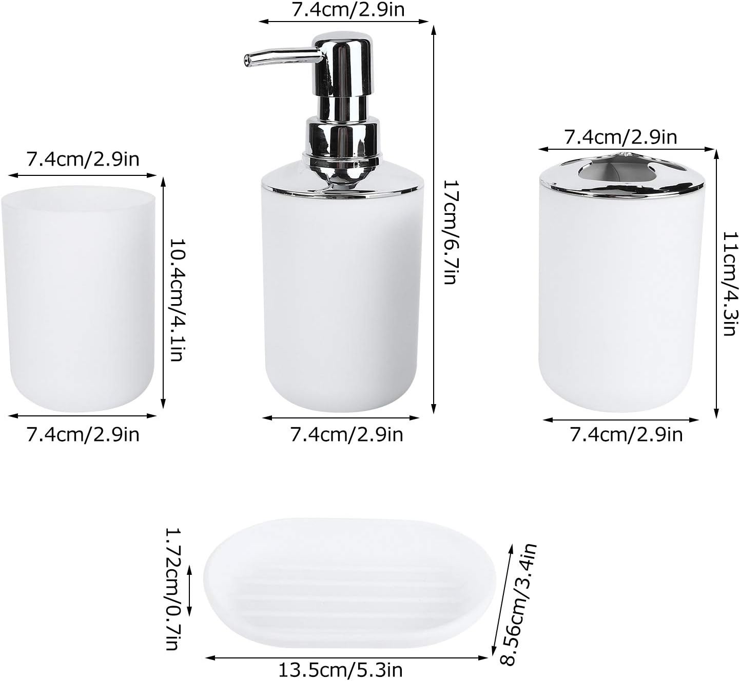 4Pcs Bathroom Accessories Set in White