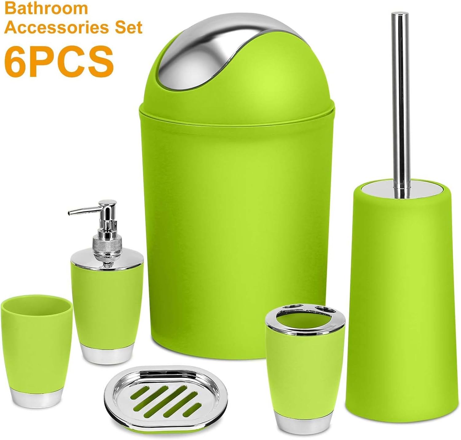6 Piece Bathroom Accessories Set with Silver Finish