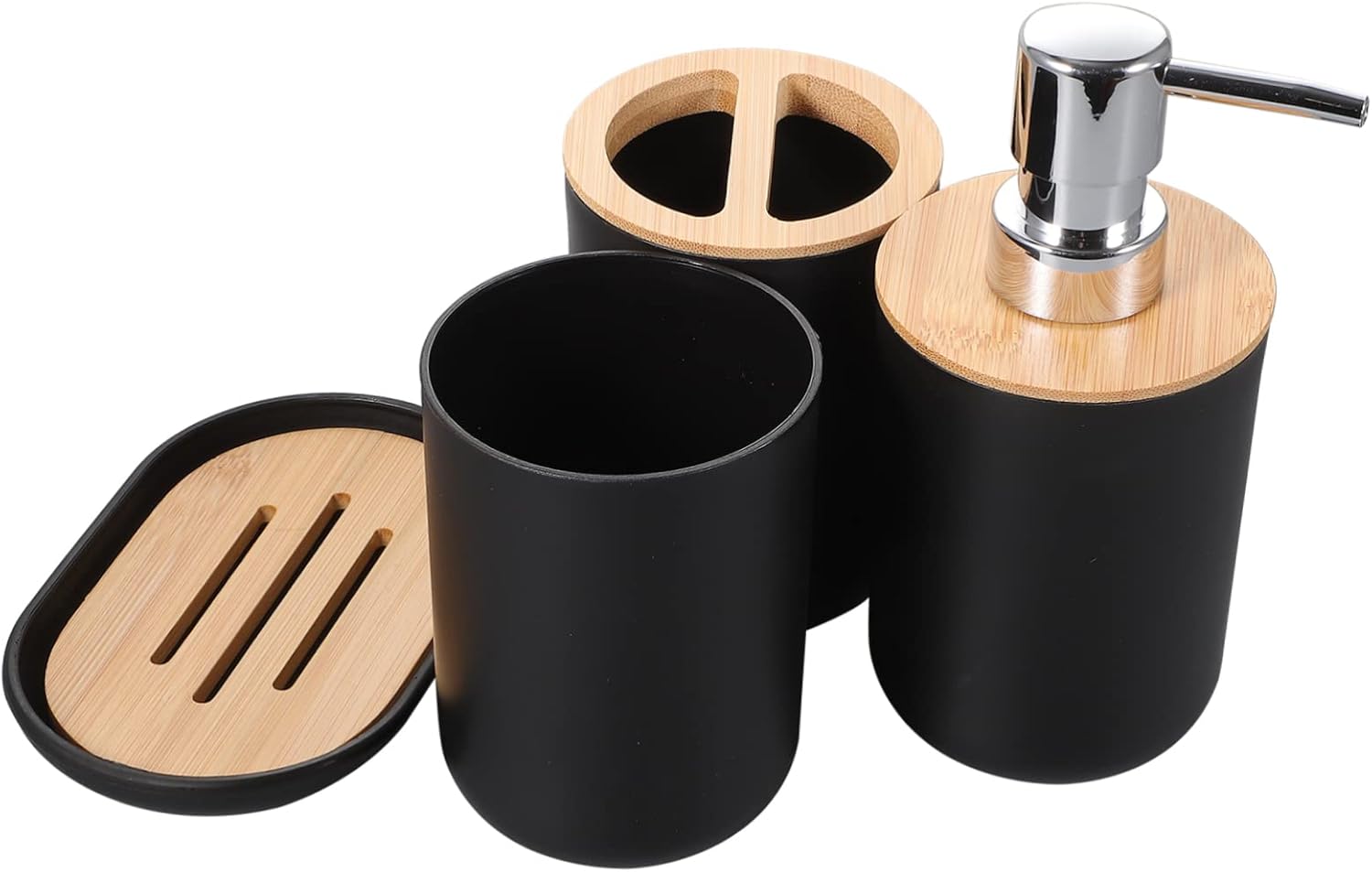DRESSOOS 4pc Bathroom Accessory Set with Holder Soap Dish Lotion Bottle