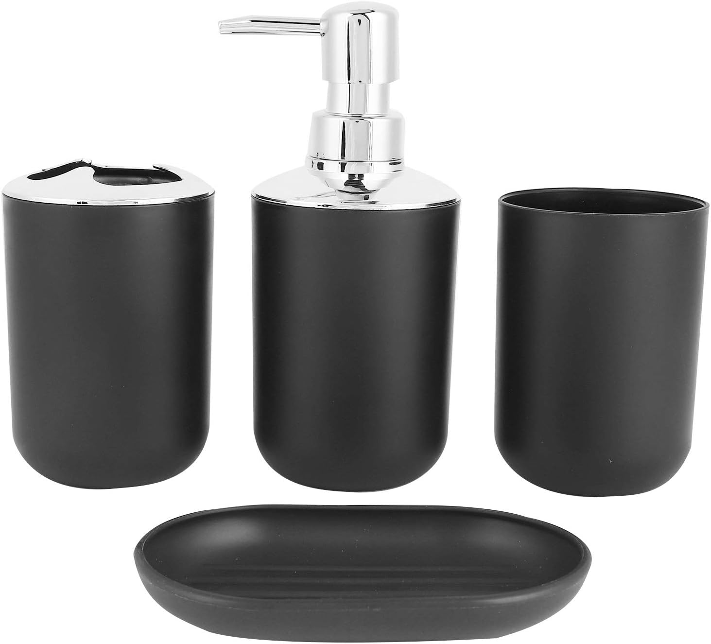 Tomotato 4 Pc Matte Black Bathroom Accessories Set 1