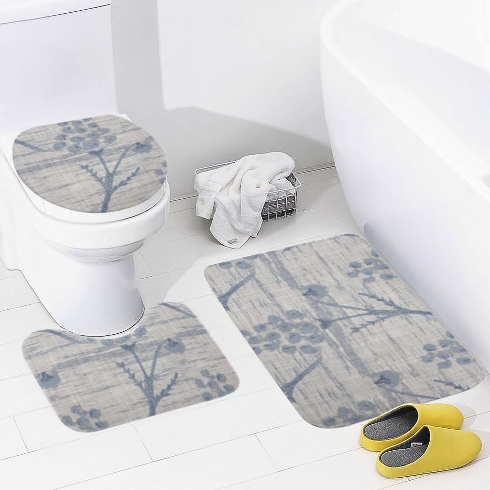 ZHONGJI 3-Piece Bath Rug Set Coral Velvet Non-Slip