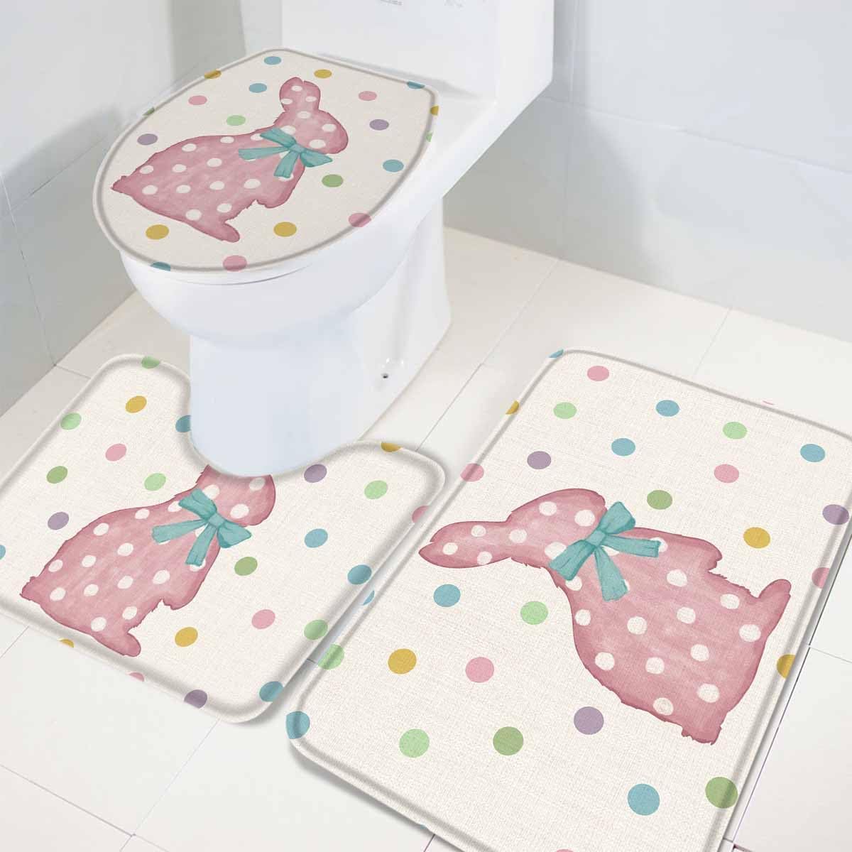 Wotrend Happy Easter 3 Piece Bath Rug Set 1