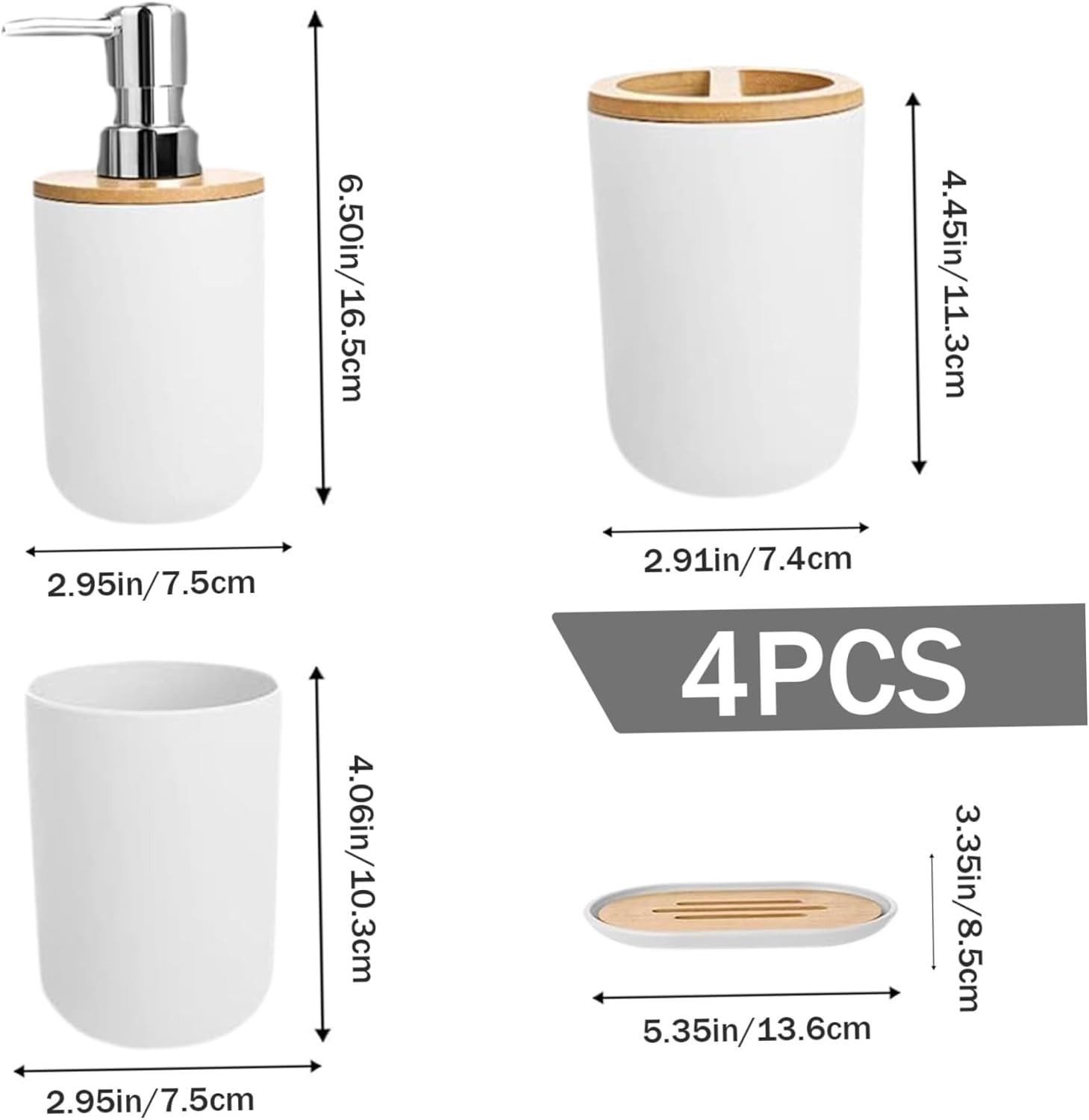 4PCS Bathroom Bin and Toilet Brush Set