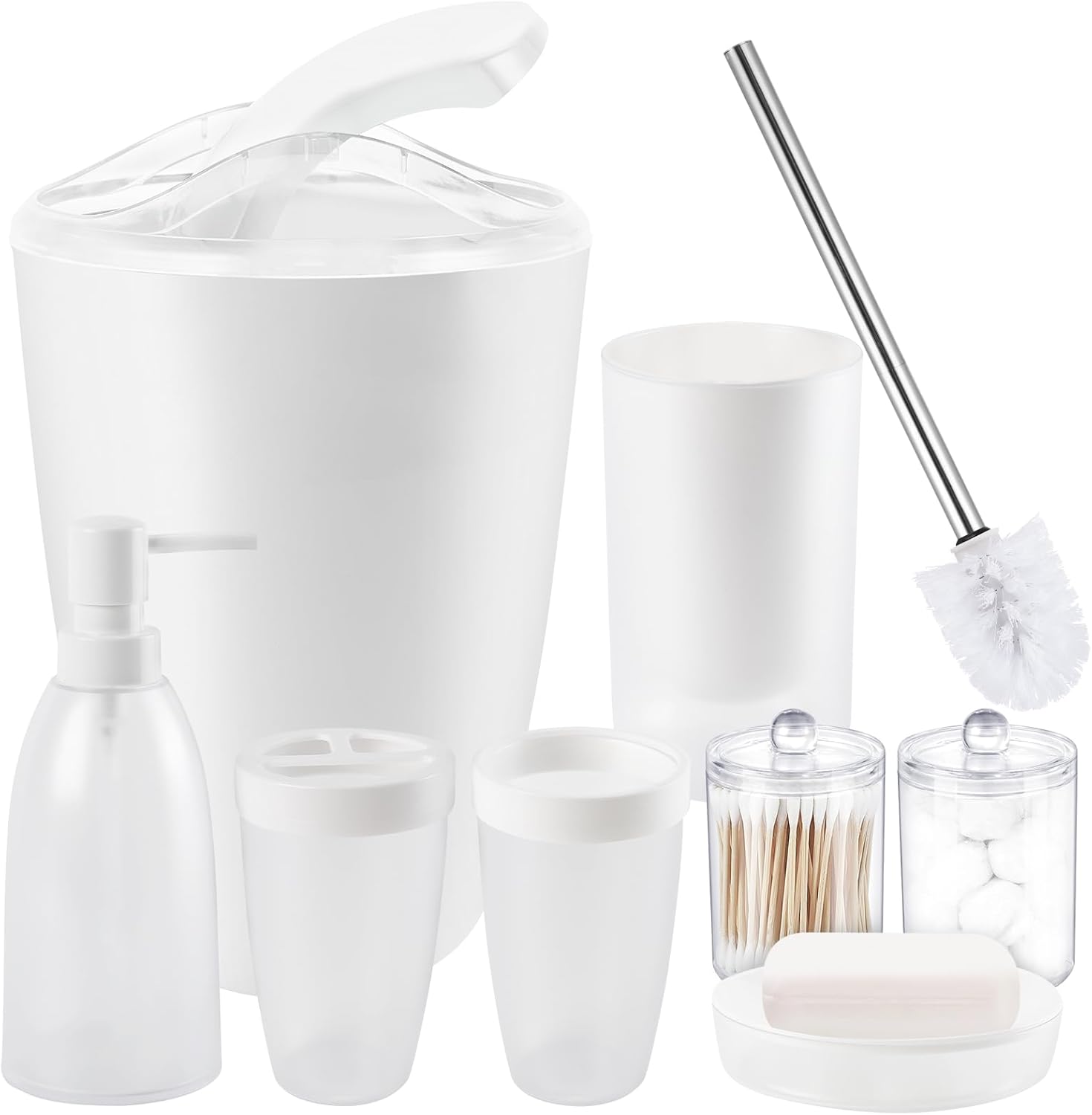 FACULX 8-Piece Bathroom Accessories Set White