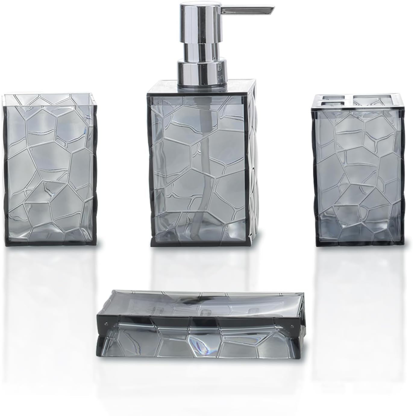 Liuonnam 4-Piece Bathroom Accessories Set Gray