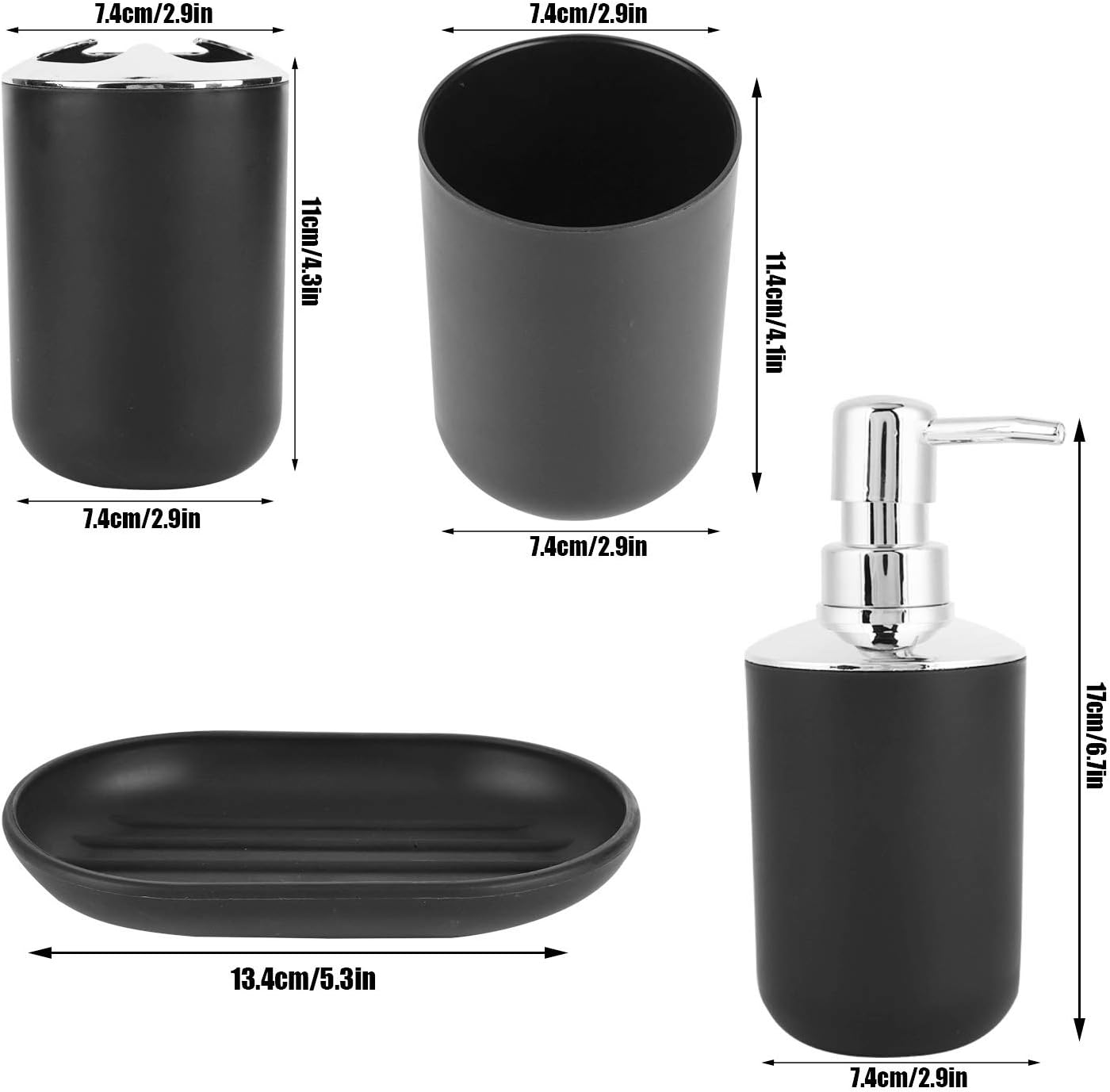 Cyrank 4Pcs Bathroom Vanity Accessory Set Black 1
