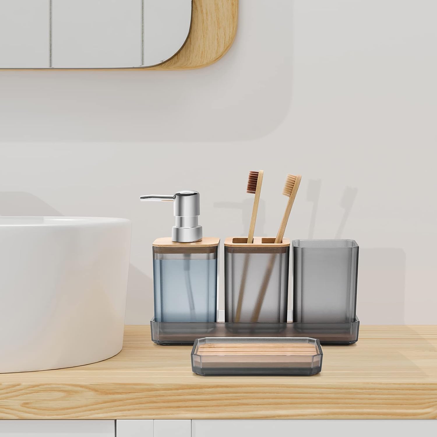 FEILANDUO 5 Pcs Bathroom Accessory Set Grey