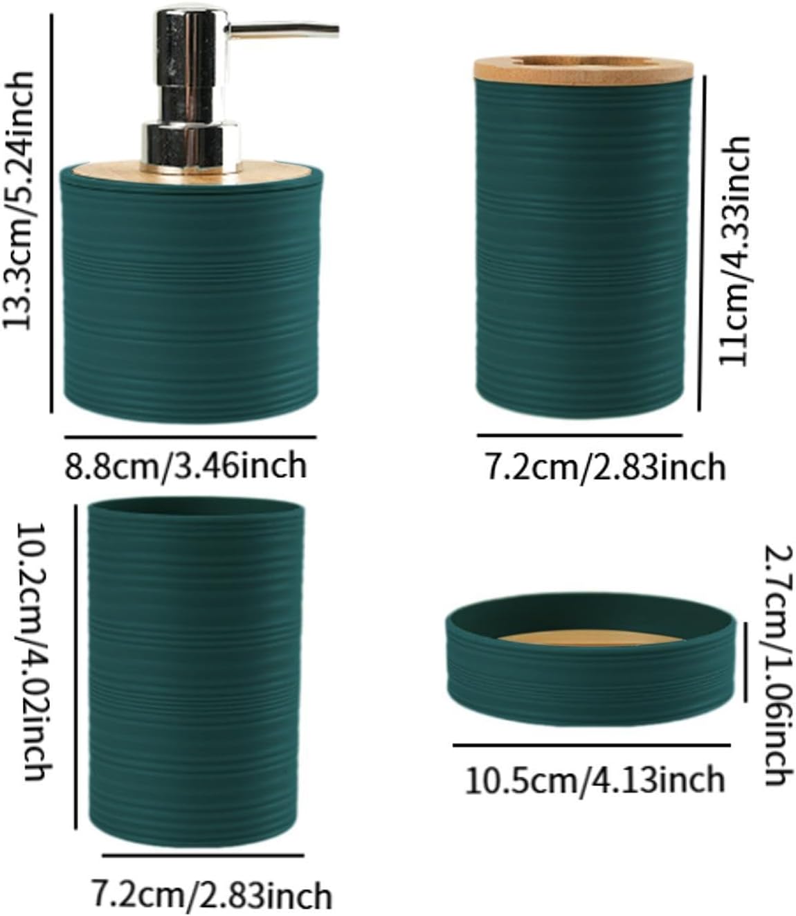 4Pcs Bathroom Accessories Set in Dark Green