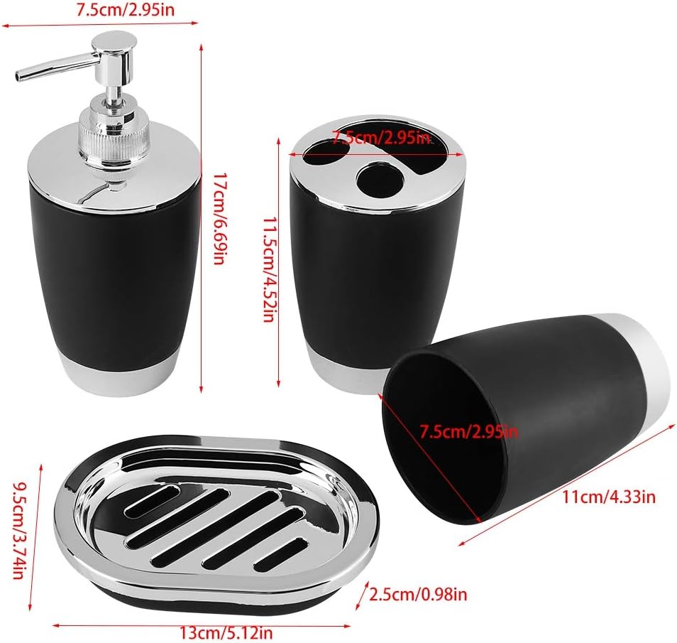 GYZOUKA 4Pcs Bathroom Accessories Set Black 1