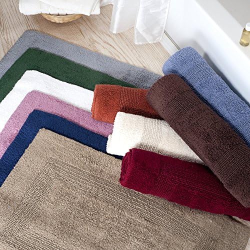 Cotton Bath Mat - Plush 24x60 Reversible Rug Silver