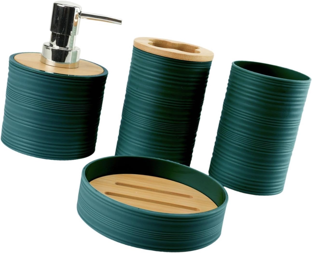 4Pcs Bathroom Accessories Set in Dark Green