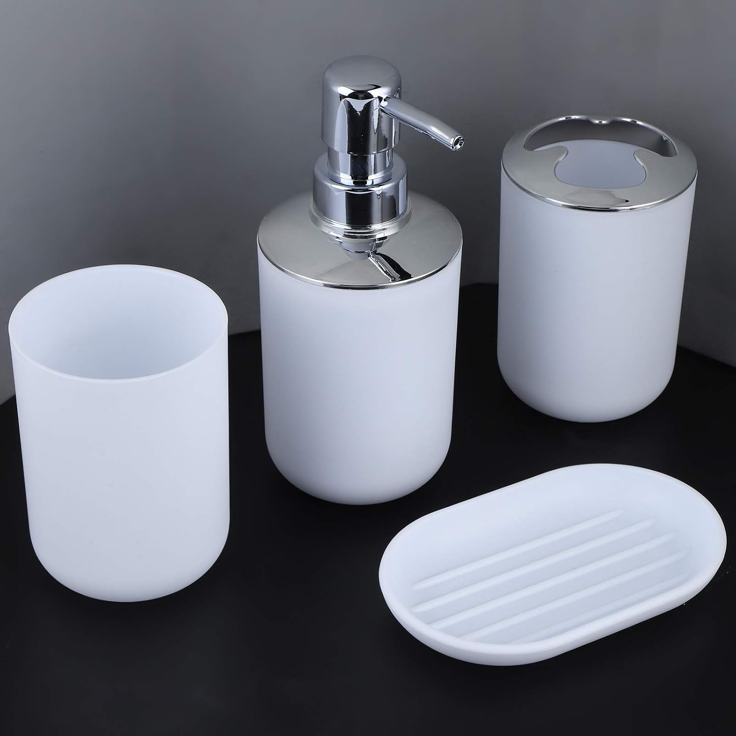 4Pcs Bathroom Accessories Set in White
