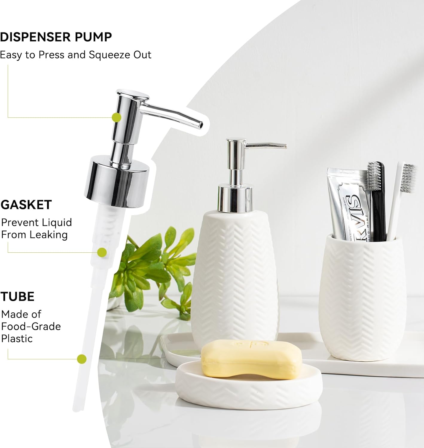 JOLOSK White Ceramic Bathroom Accessories Set 3pcs 1