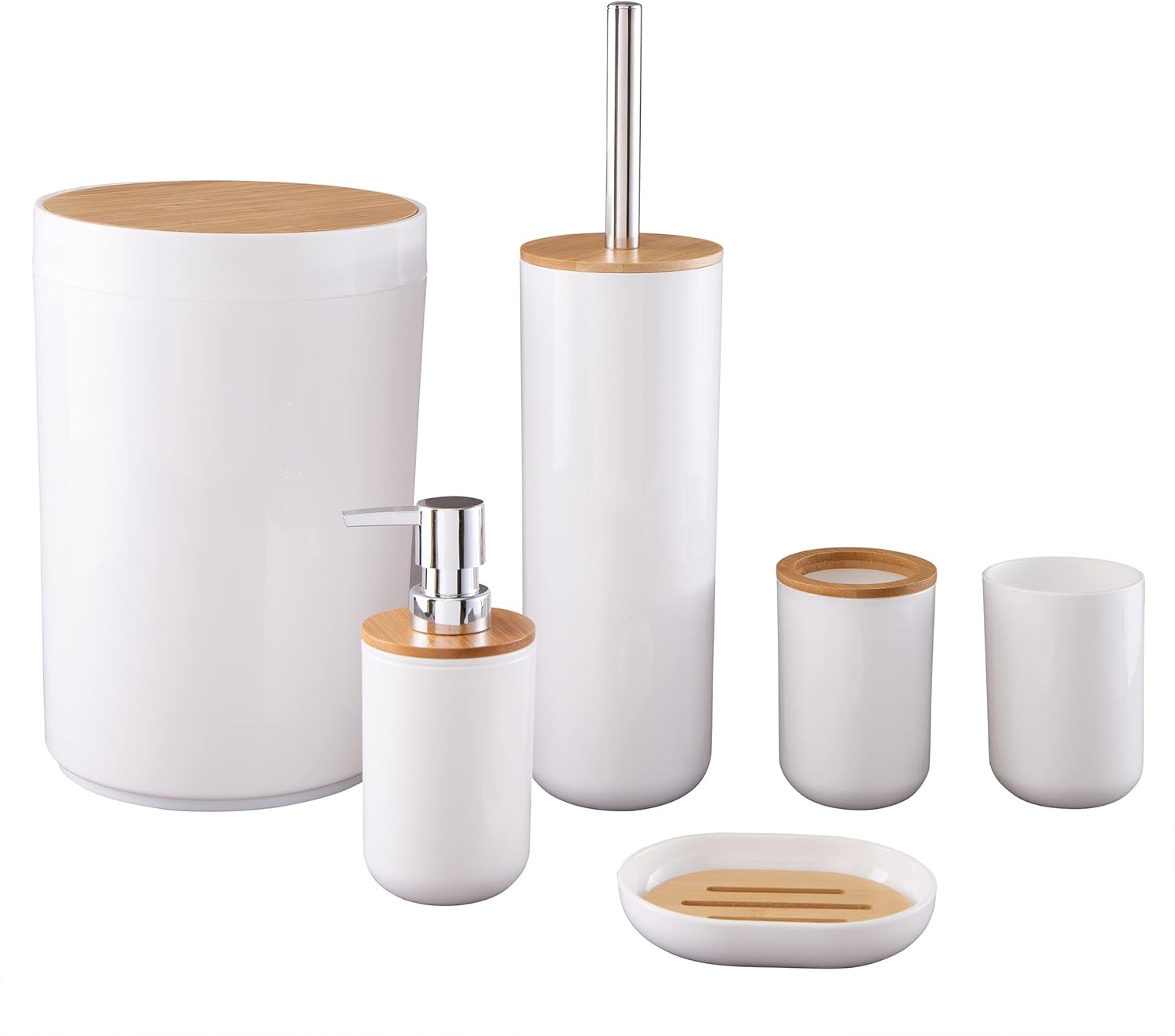 6-Piece Bathroom Accessories Set - White