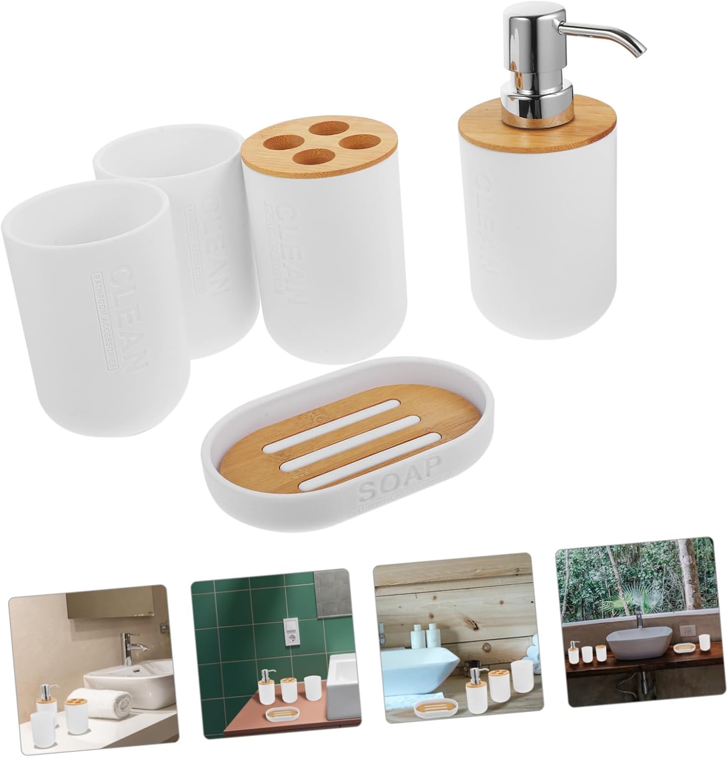 VOSAREA 5 in 1 Brush Holder Bathroom Set