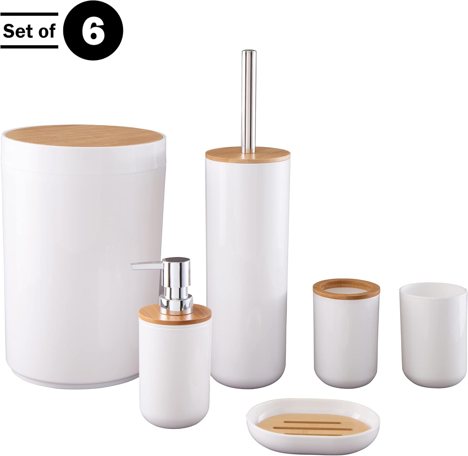 6-Piece Bathroom Accessories Set - White
