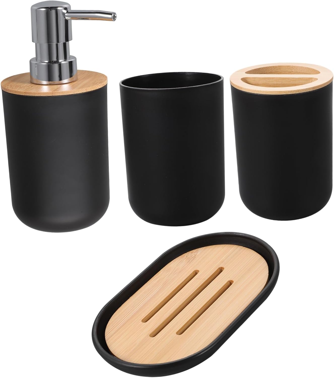 DRESSOOS 4pc Bathroom Accessory Set with Holder Soap Dish Lotion Bottle