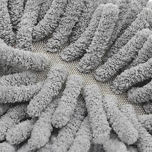 CHENSHUO Semi Circle Bath Rug 2 Pack Grey Non Slip Chenille Mats