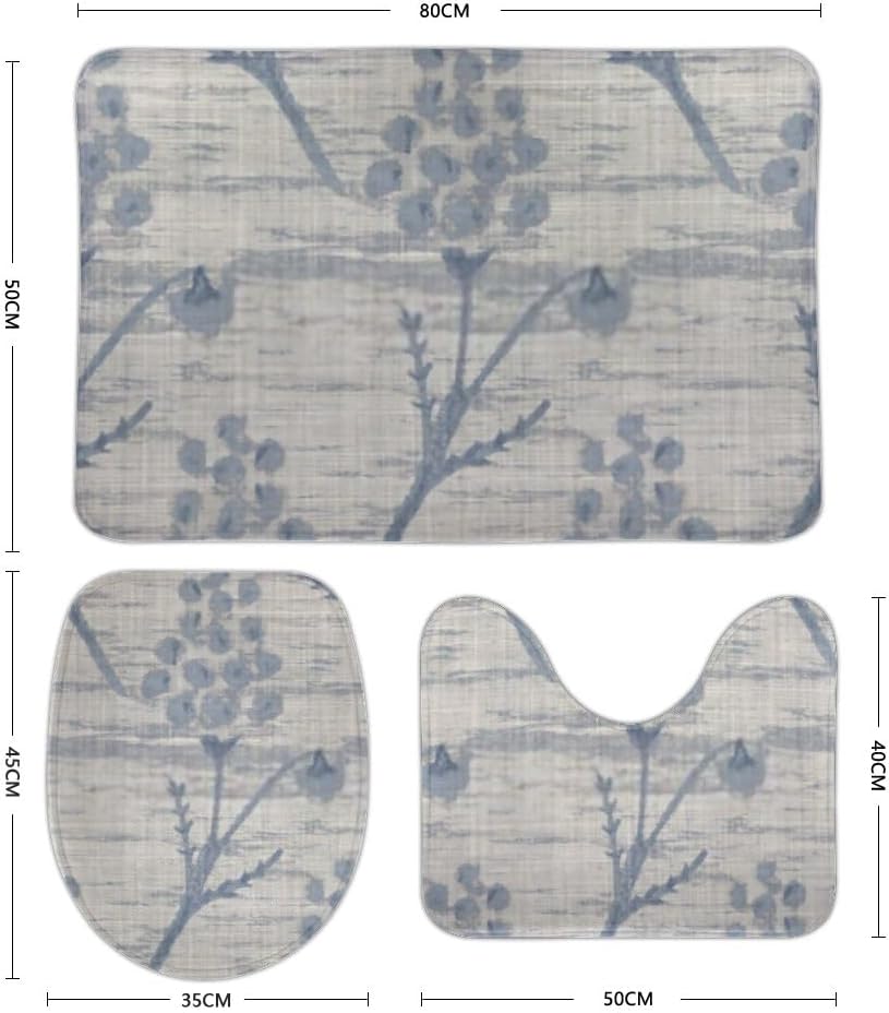 ZHONGJI 3-Piece Bath Rug Set Coral Velvet Non-Slip