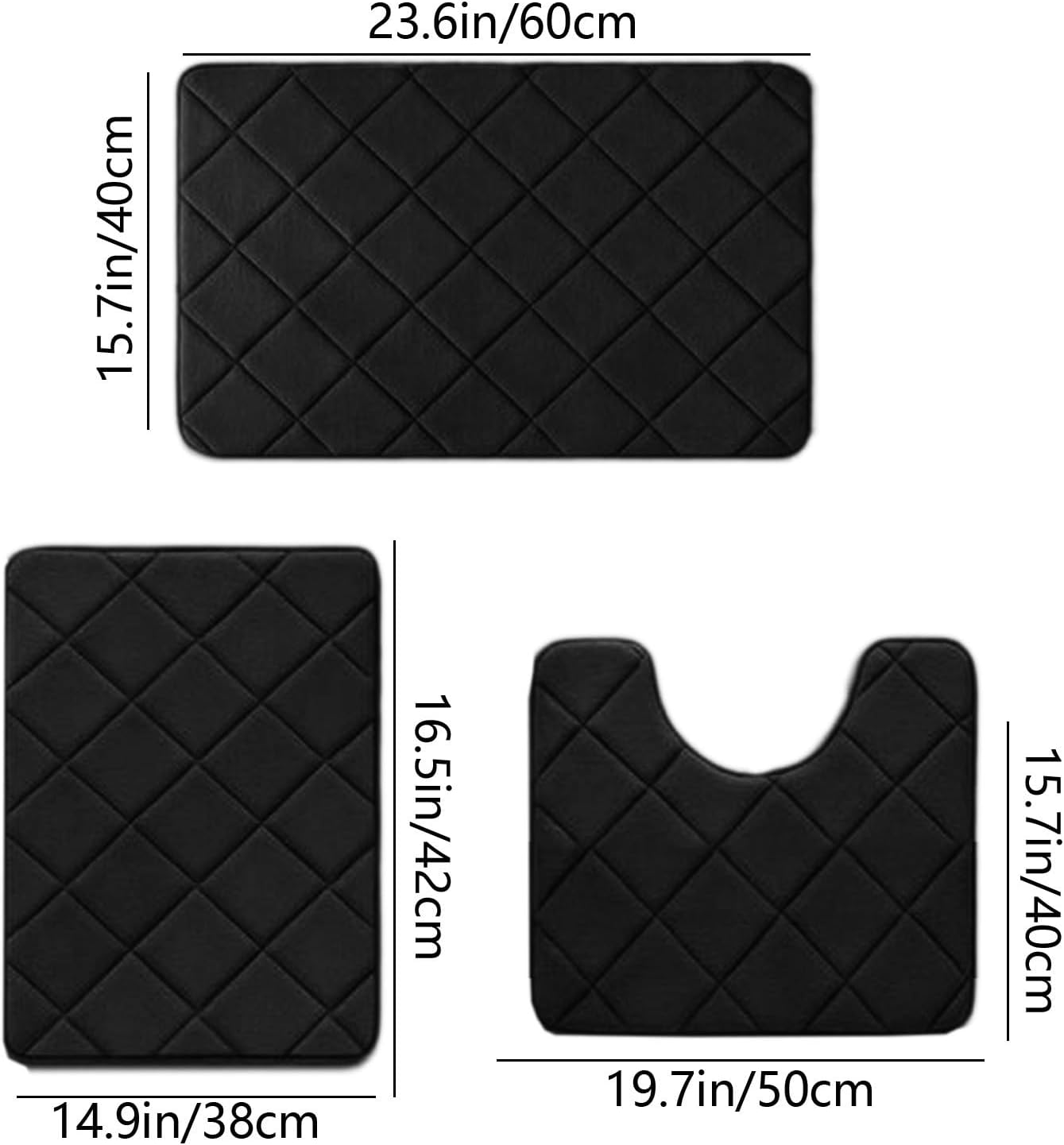 Soft Non-Slip Bath Mat Set 3 Pieces
