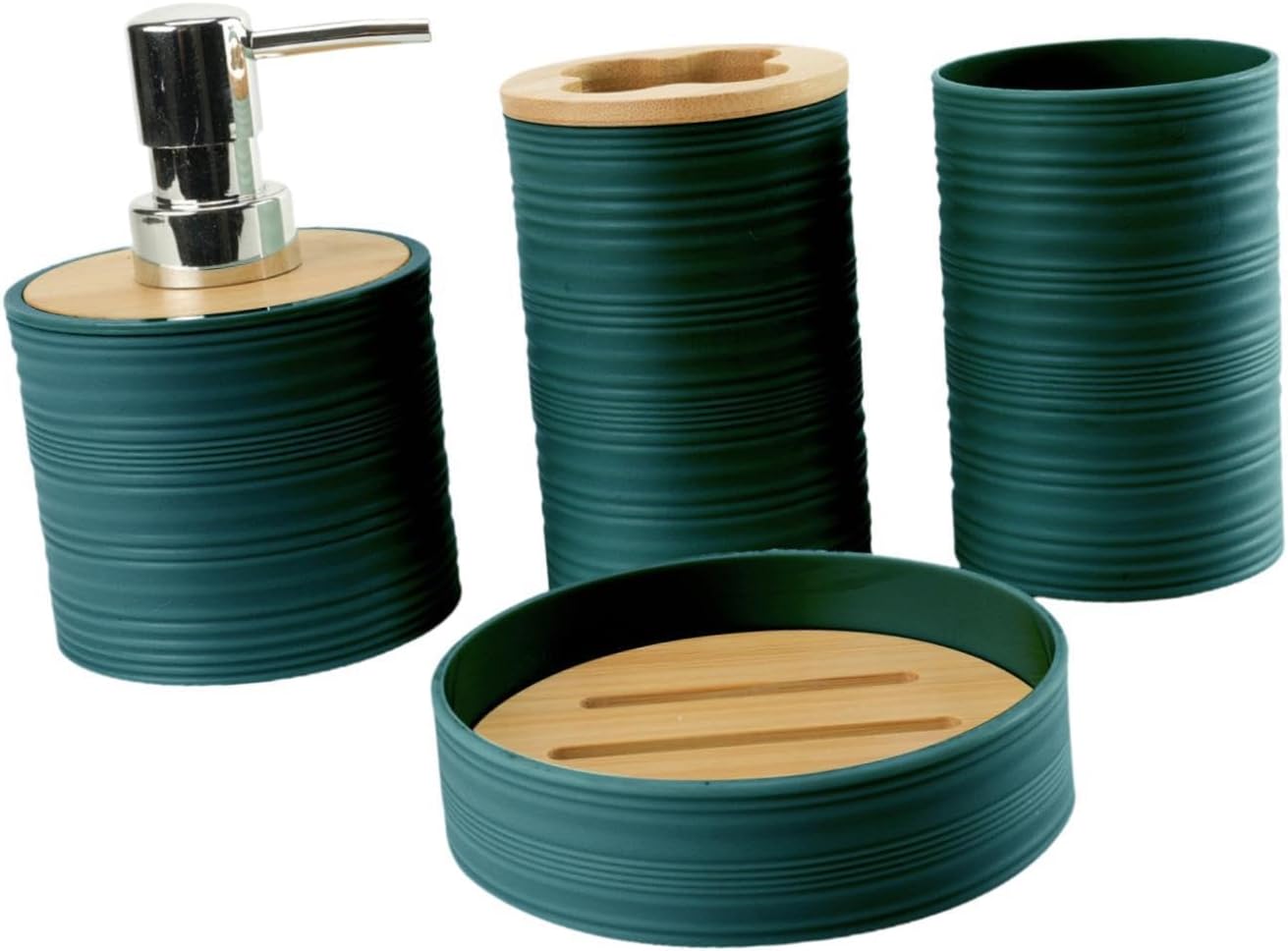 4Pcs Bathroom Accessories Set in Dark Green