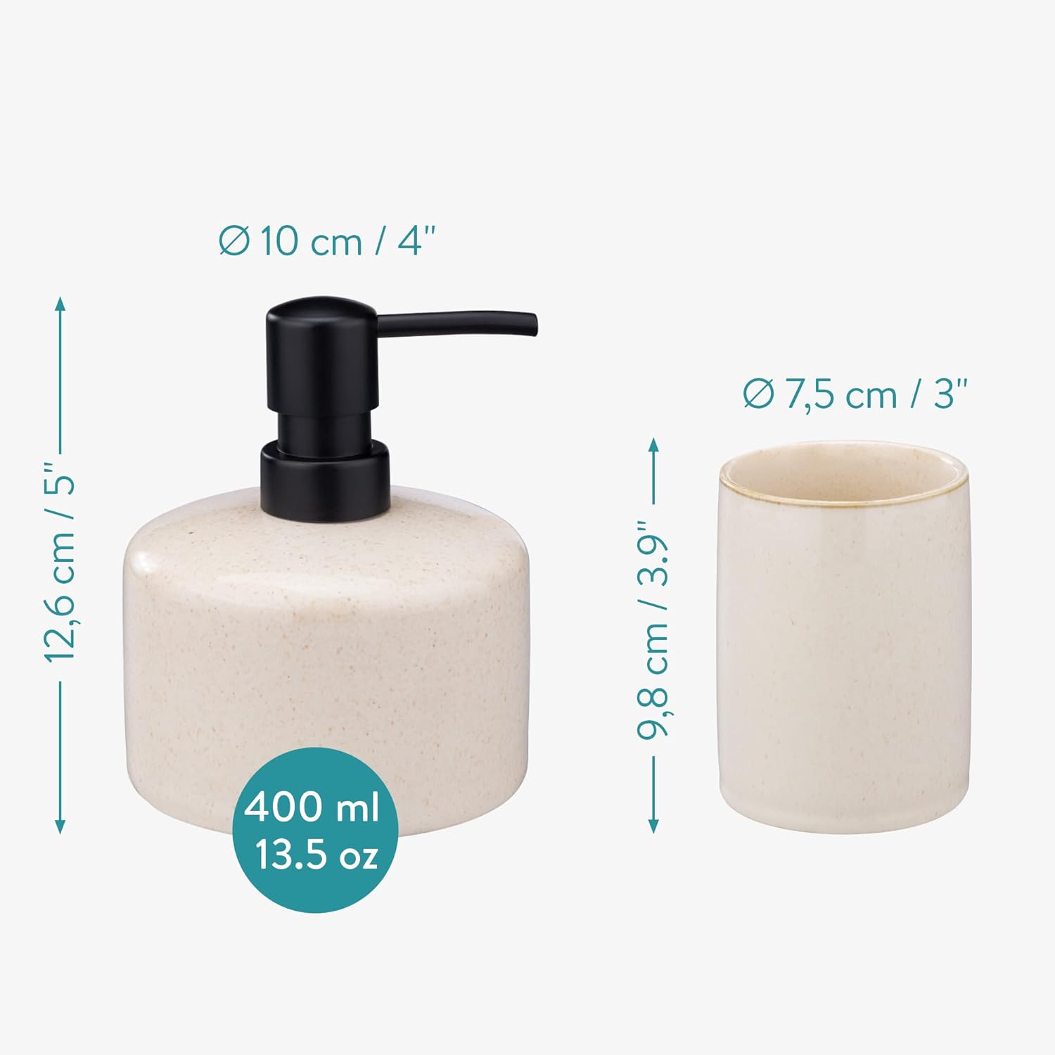 Navaris Ceramic Bathroom Accessories Set 3 Pieces