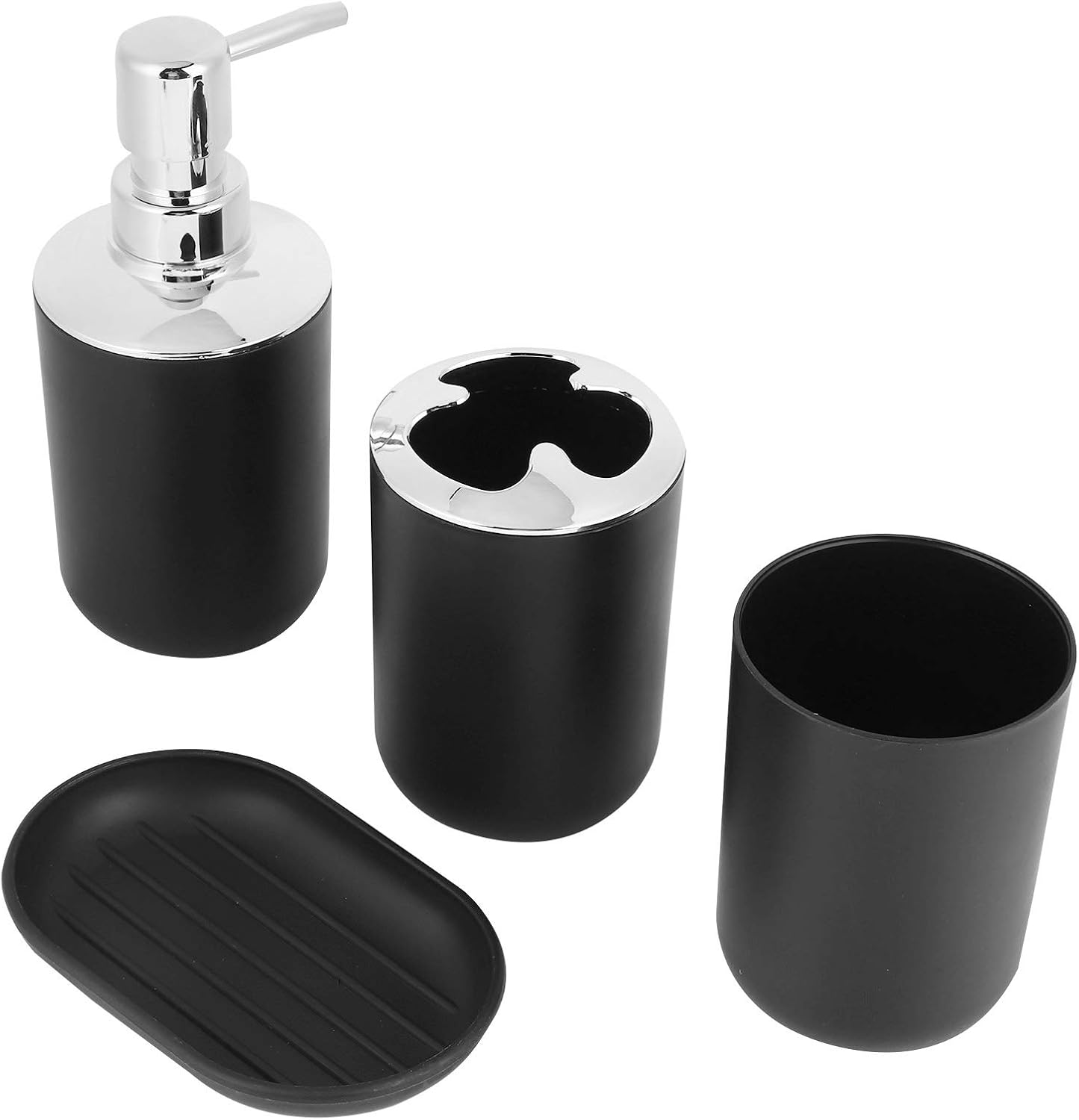 Tomotato 4 Pc Matte Black Bathroom Accessories Set 1