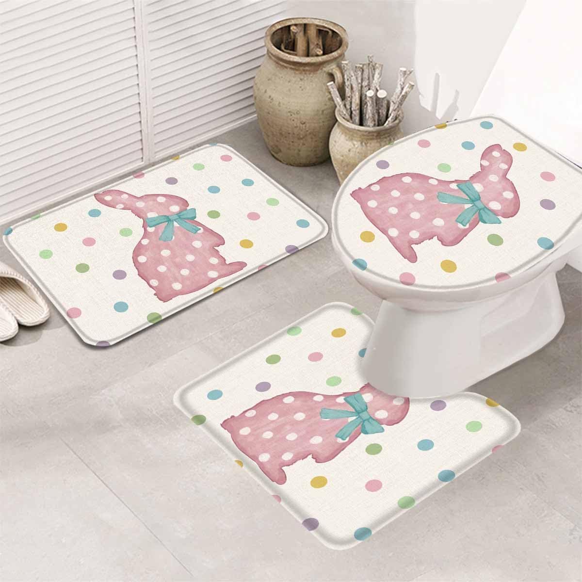 Wotrend Happy Easter 3 Piece Bath Rug Set 1