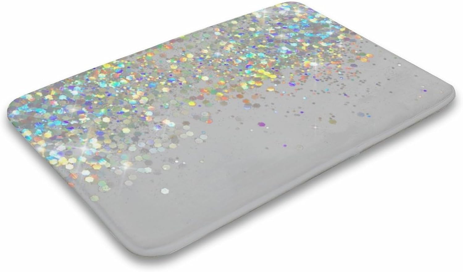 Curdesi Luxury Bath Rug Silver Gray Glitter Non Slip 20x32inch