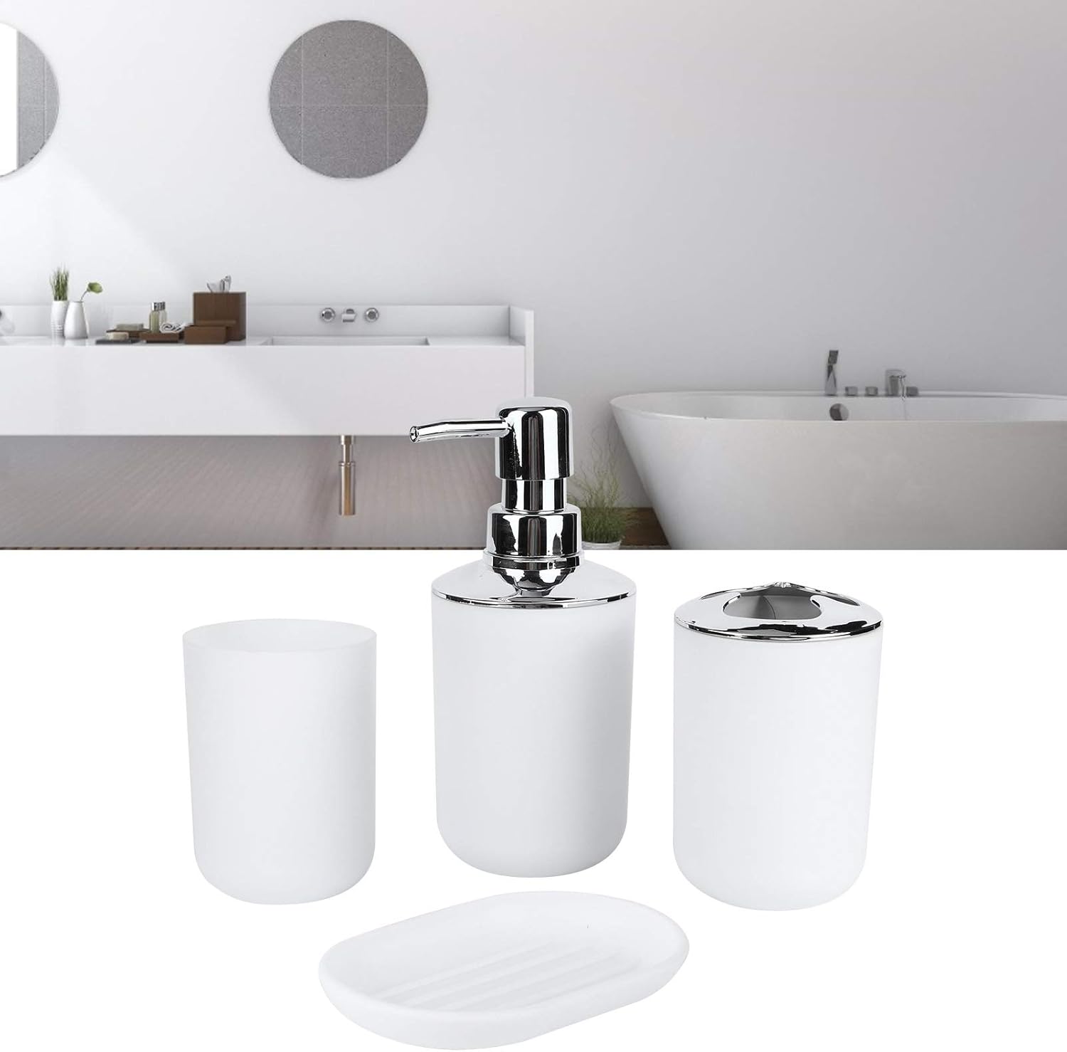 4Pcs Bathroom Accessories Set in White