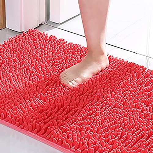 Scceatti Fluffy Bath Rug - Non Slip Soft Thick 20x12In Light Red Pink
