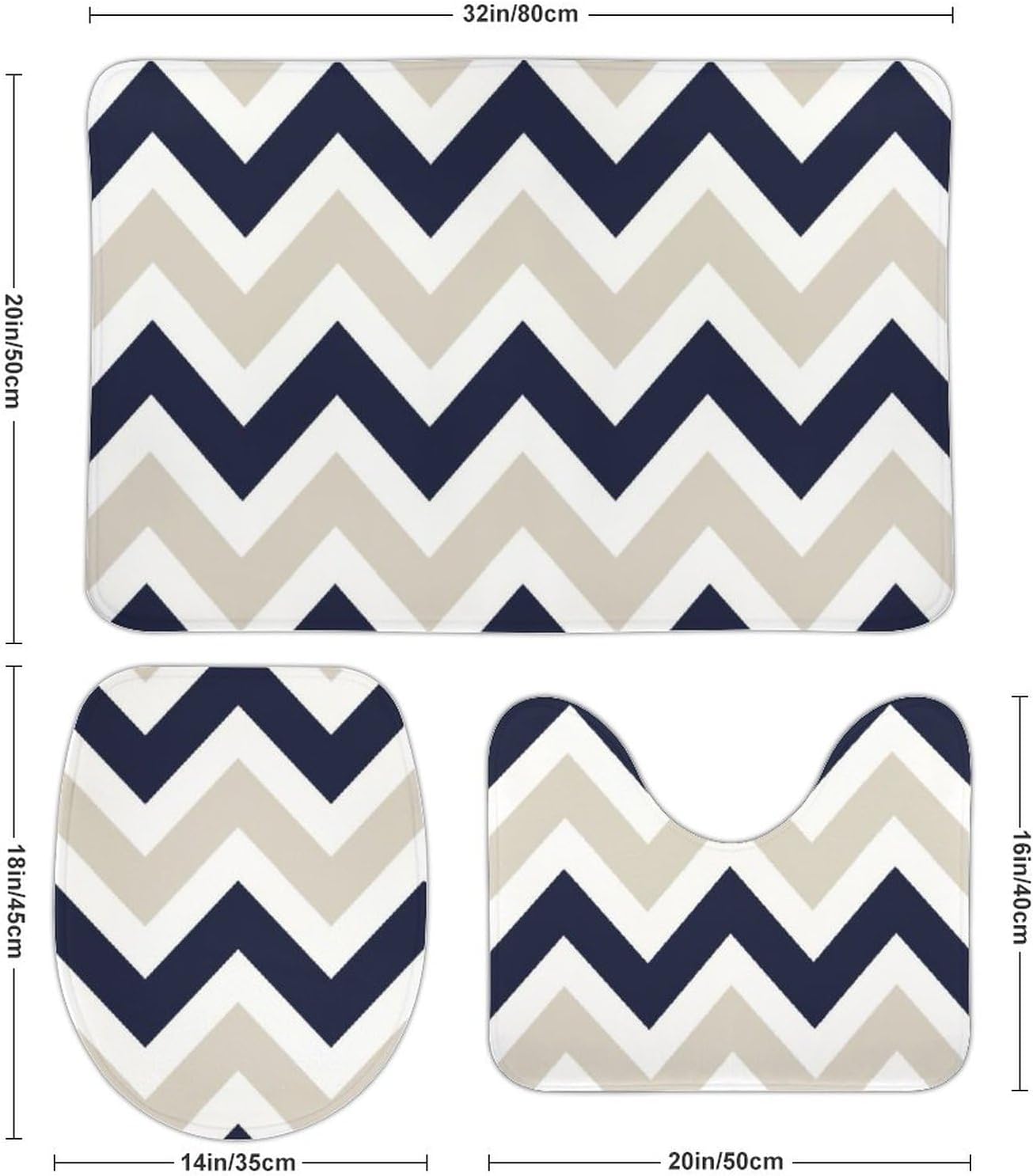 Curdesi 3 Piece Chevron Bath Mat Set