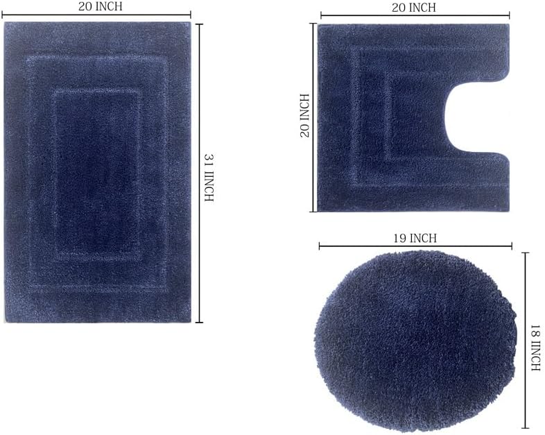 BH Home Linen 3-Piece Ultra Soft Bath Rug Set