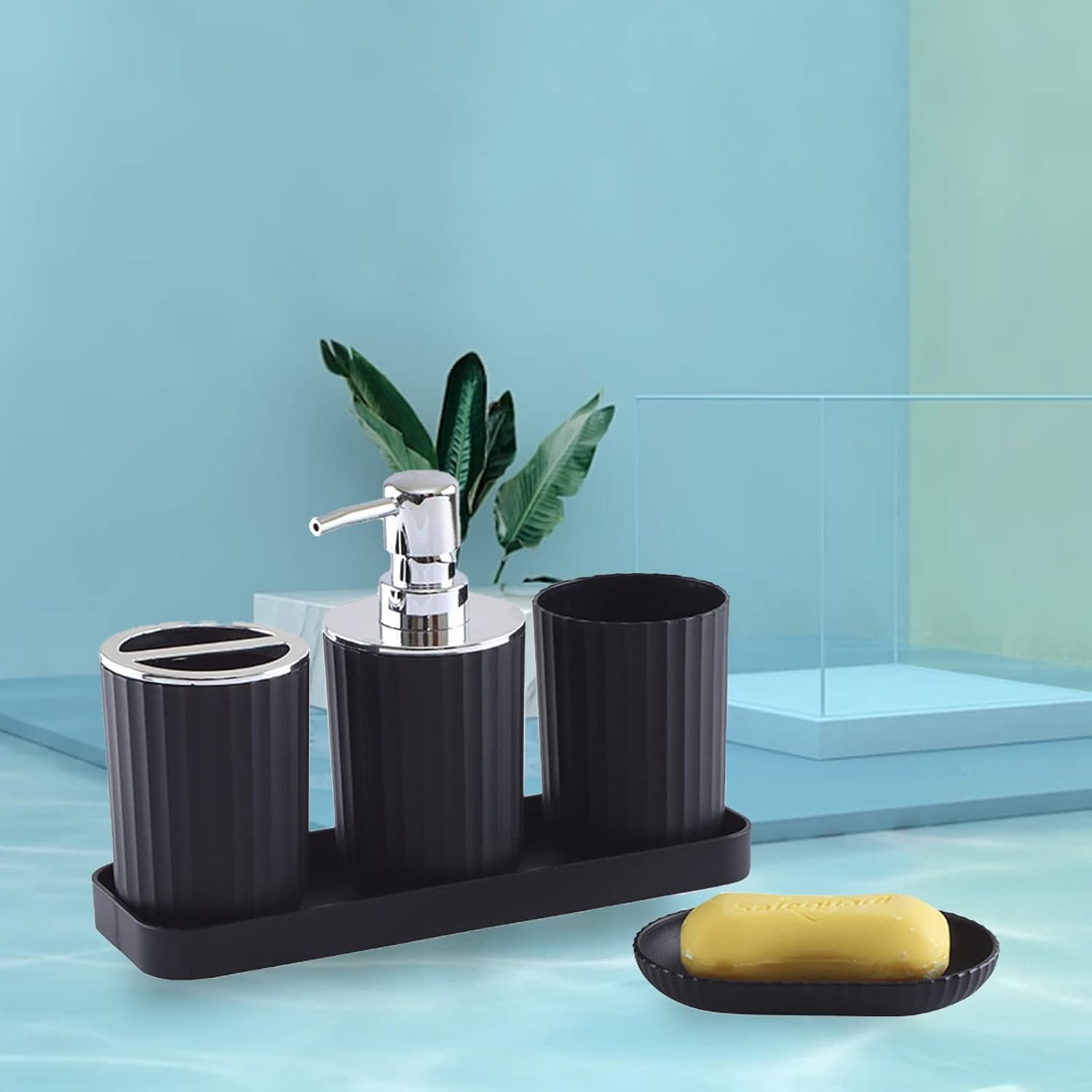 Bathroom Accessory Set of 5 - Black