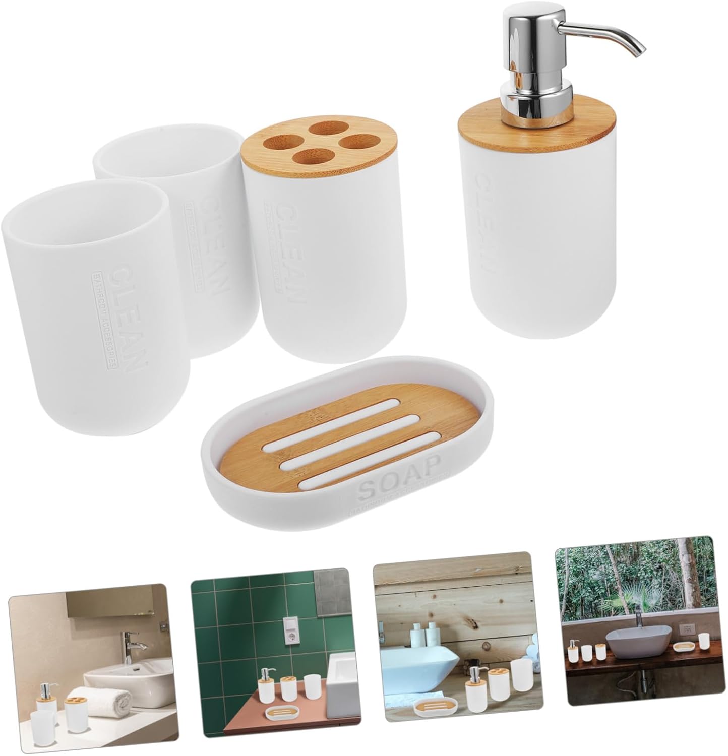 Cabilock Bathroom Cup Set 5pc Maroon