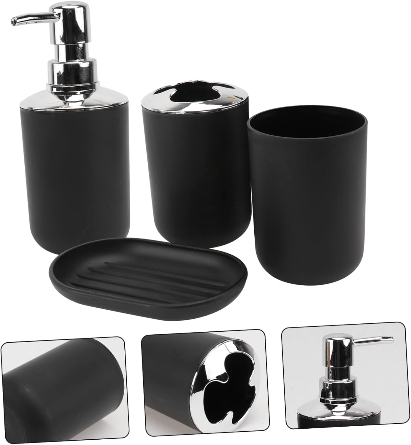 Ciieeo Modern Red Black Bath Accessory Set